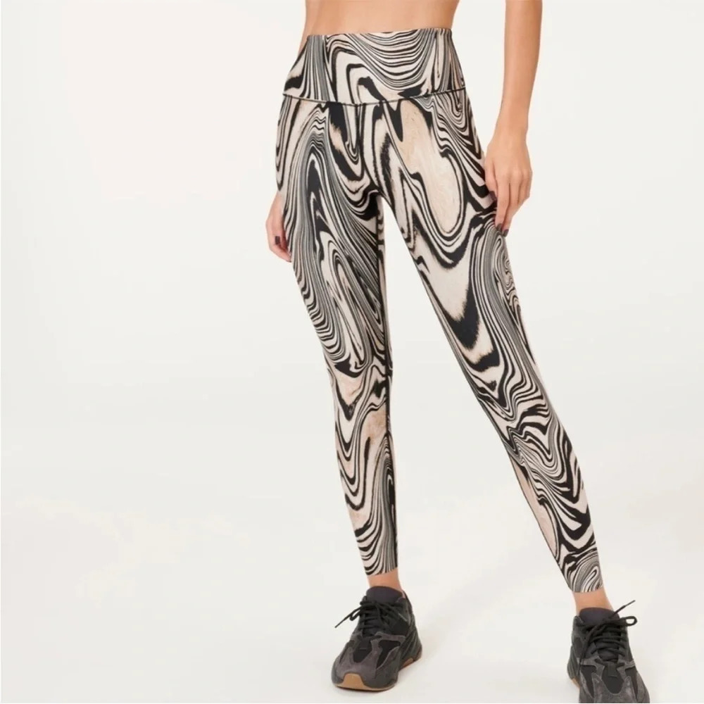Good American Core Power 7/8 Athletic Leggings in Natural Swirl size small